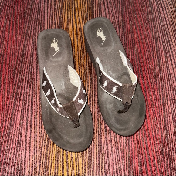 Women’s brown US polo assn wedge sandals sz 8 - Picture 1 of 6